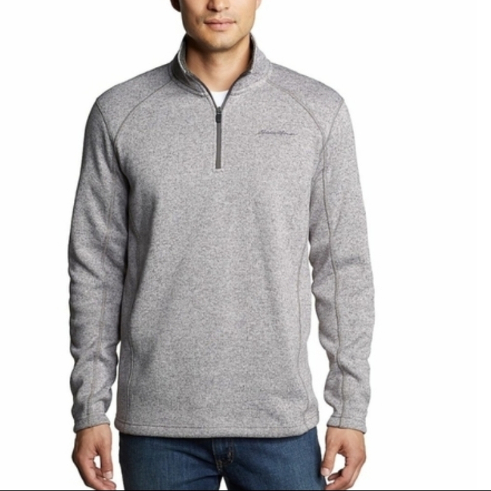 Men's Eddie Bauer Fleece Warm Cozy Quater Zip Pullover Gray Medium